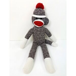 Large Sock Monkey Plush – 20" Plushland Stuffed Animal